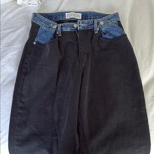 The Frankie Shop EDITION HAYLA CONTRAST DENIM PANTS JEANS- BLACK/BLUE